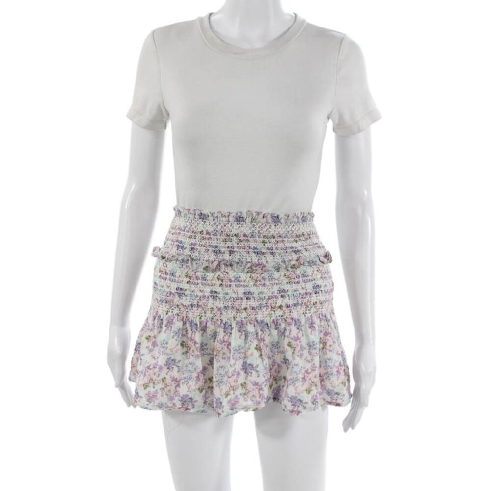 Love Shack Fancy Womens Multicolor Floral Cotton Mini Skirt Short Size PP